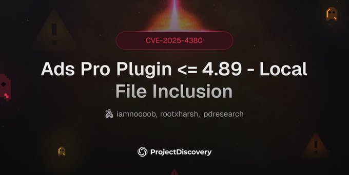 بررسی CVE‑۲۰۲۵‑۴۳۸۰: افزونه Ads Pro وردپرس در معرض خطر Local File Inclusion